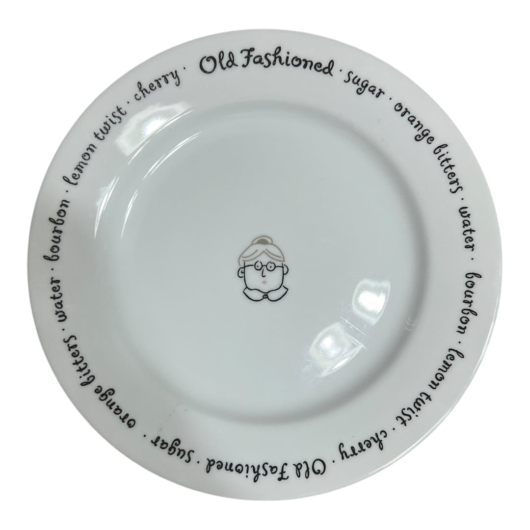 Pottery Barn Bar Lingo Cocktail Plate - Old Fashioned