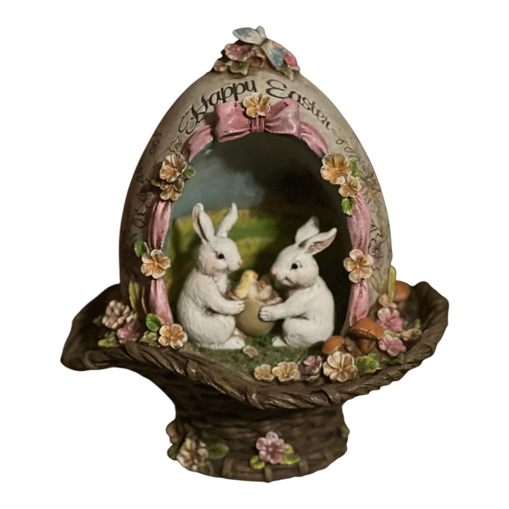 Resin Easter Egg with Bunnies