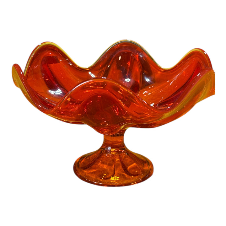 Vintage Amberina Glass Pedestal Bowl