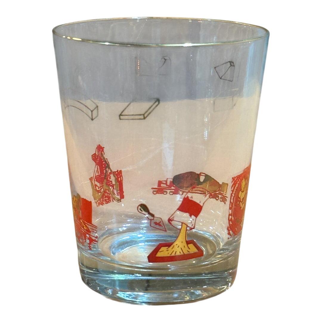 Vintage Red & Gold Steelmakers Rocks Glass