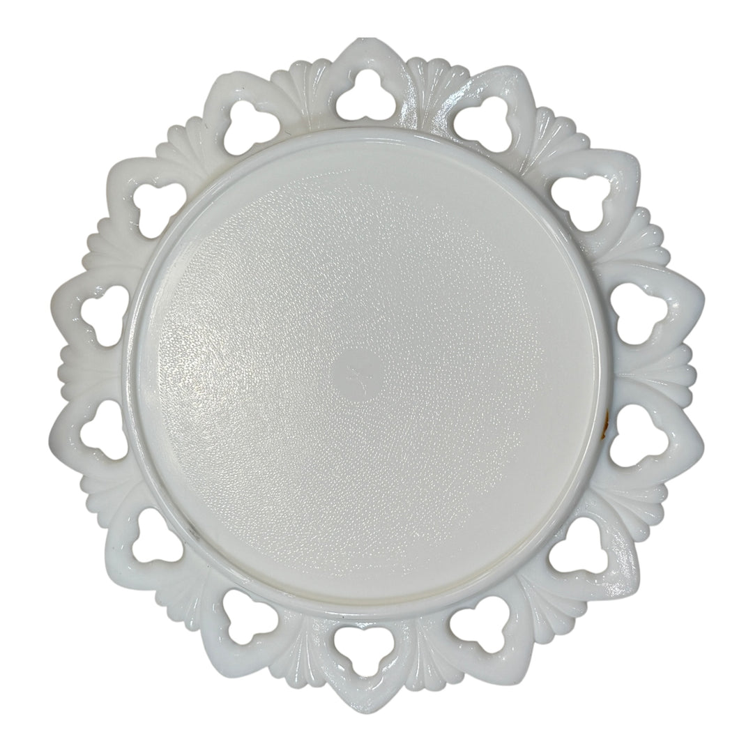 Vintage Kemple Glass 1960's Milk Glass Shell and Club Plate