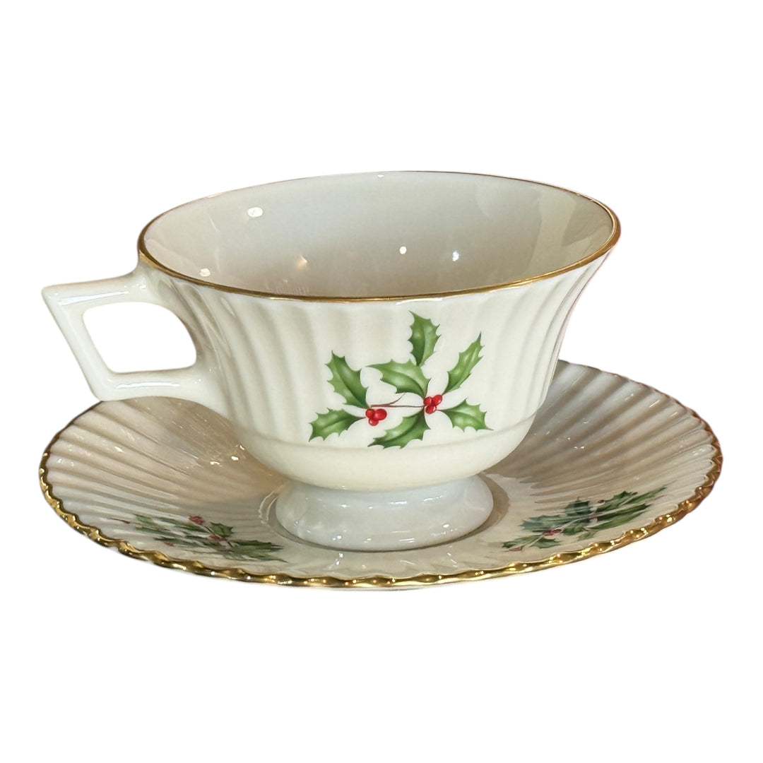 Lenox Footed Cup & Saucer Set Holiday