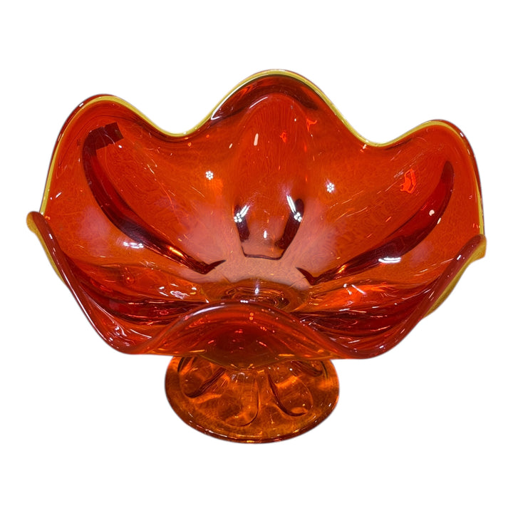 Vintage Amberina Glass Pedestal Bowl