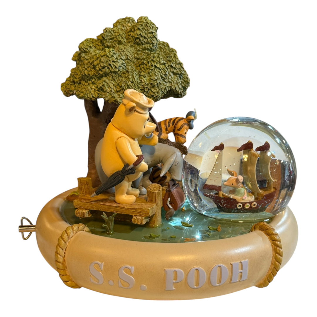 Original S.S. Winnie The Pooh Snow Globe Musical Box Authentic Tigger Piglet Disney Collectibles
