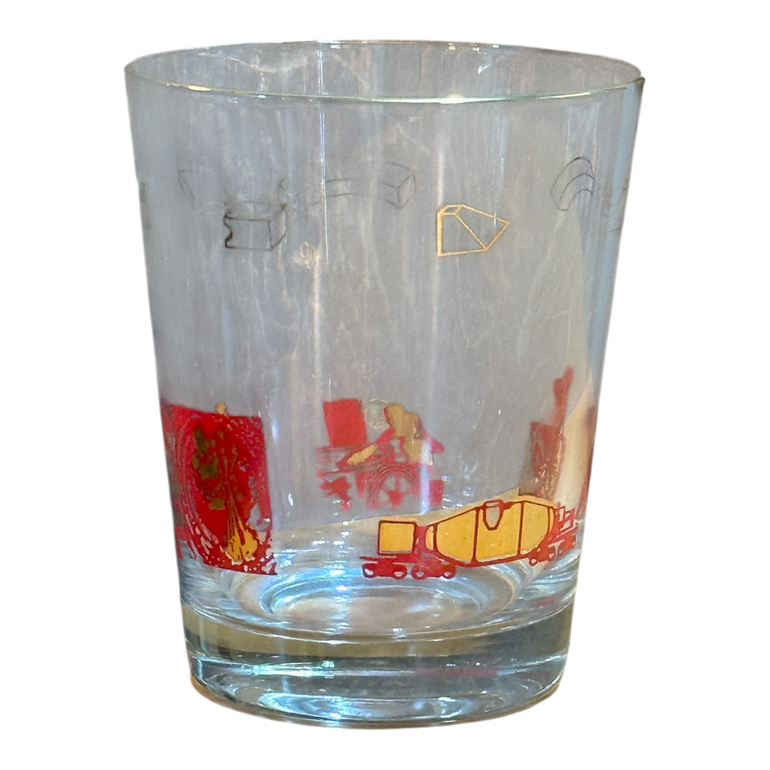 Vintage Red & Gold Steelmakers Rocks Glass