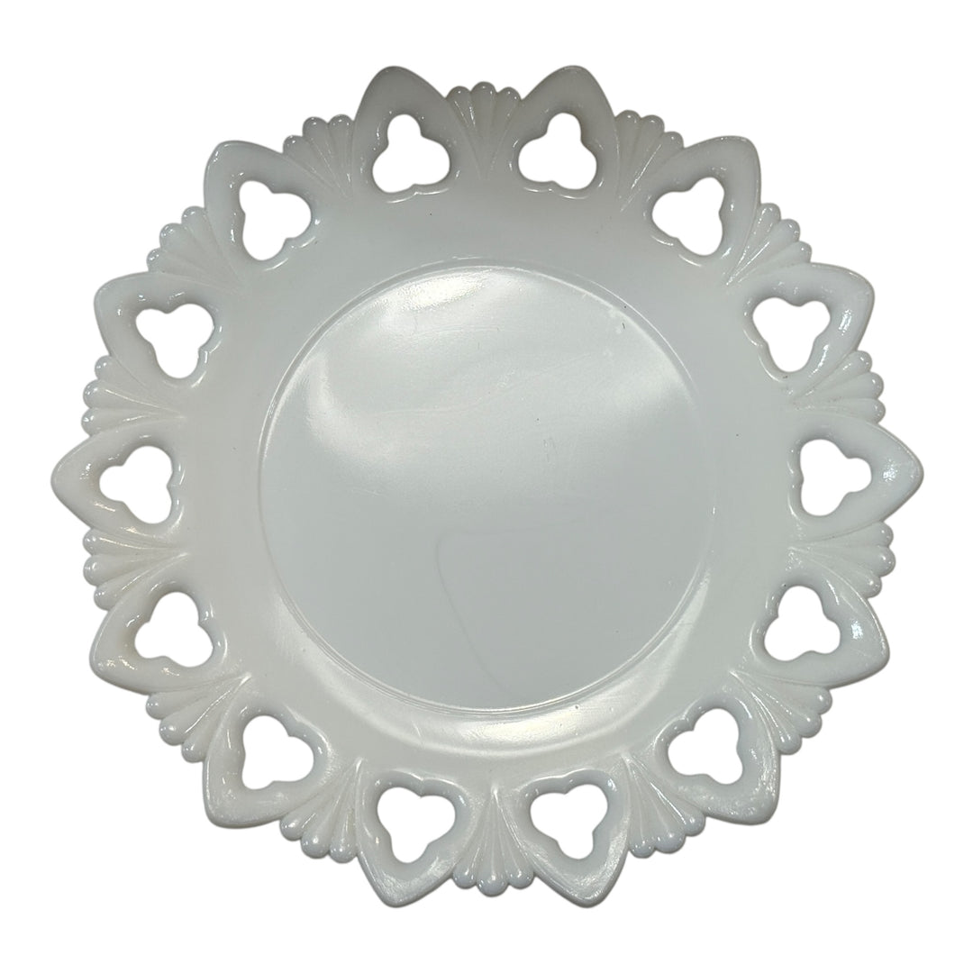 Vintage Kemple Glass 1960's Milk Glass Shell and Club Plate