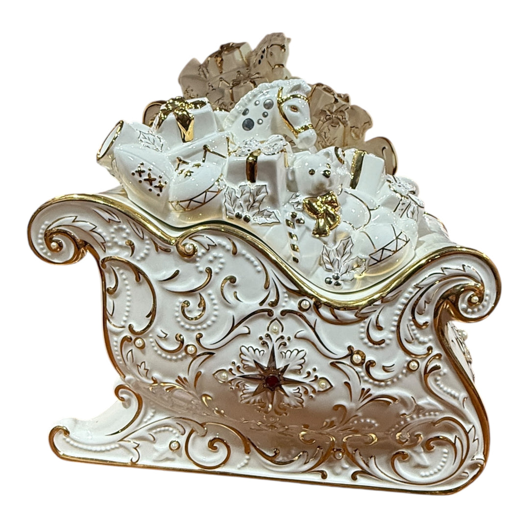 Lenox Florentine & Pearl Jeweled Sleigh Cookie Jar