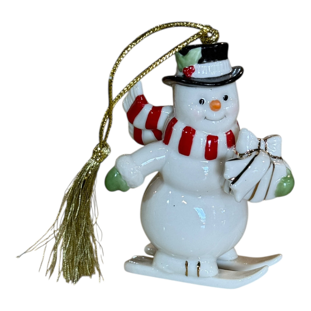 Lenox Very Merry Snowman on Skis Christmas Ornament Porcelain