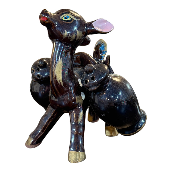 Vintage Ceramic Doe / Deer Salt & Pepper Shakers