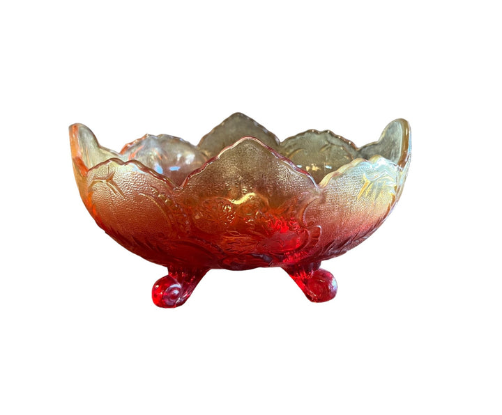 Jeanette Glass Lombardi Red Ombre Footed Fruit Bowl Oval