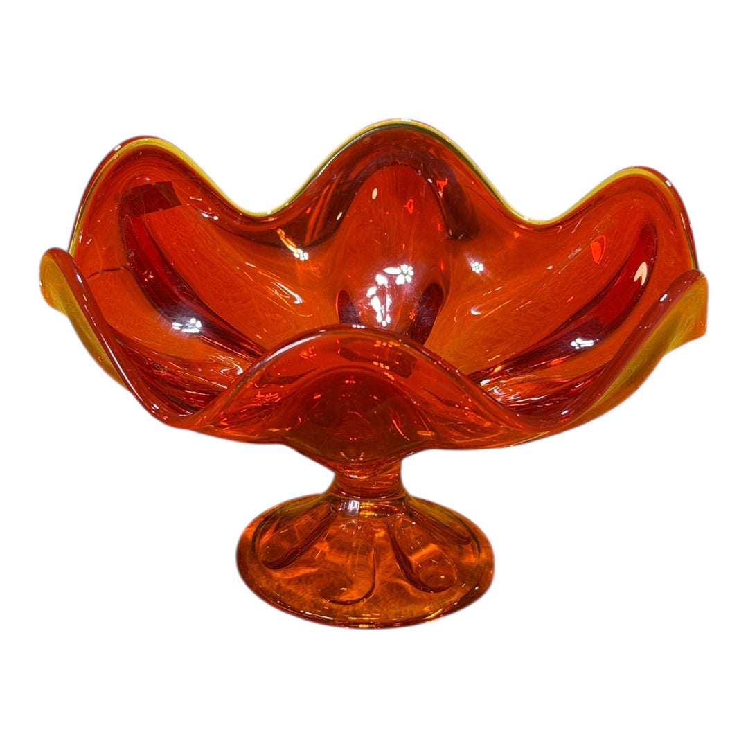 Vintage Amberina Glass Pedestal Bowl