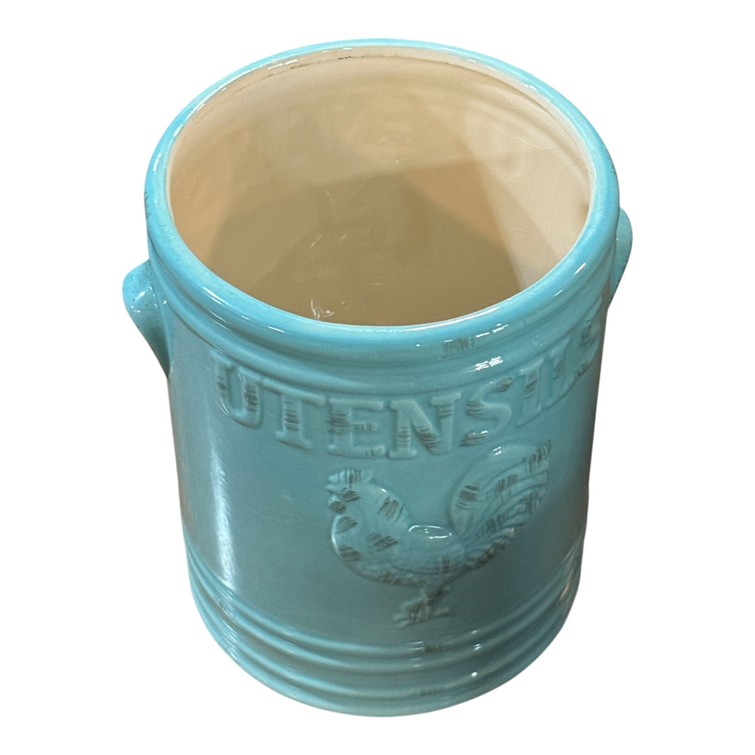 Home Essentials Rooster Utensil Crock-Teal