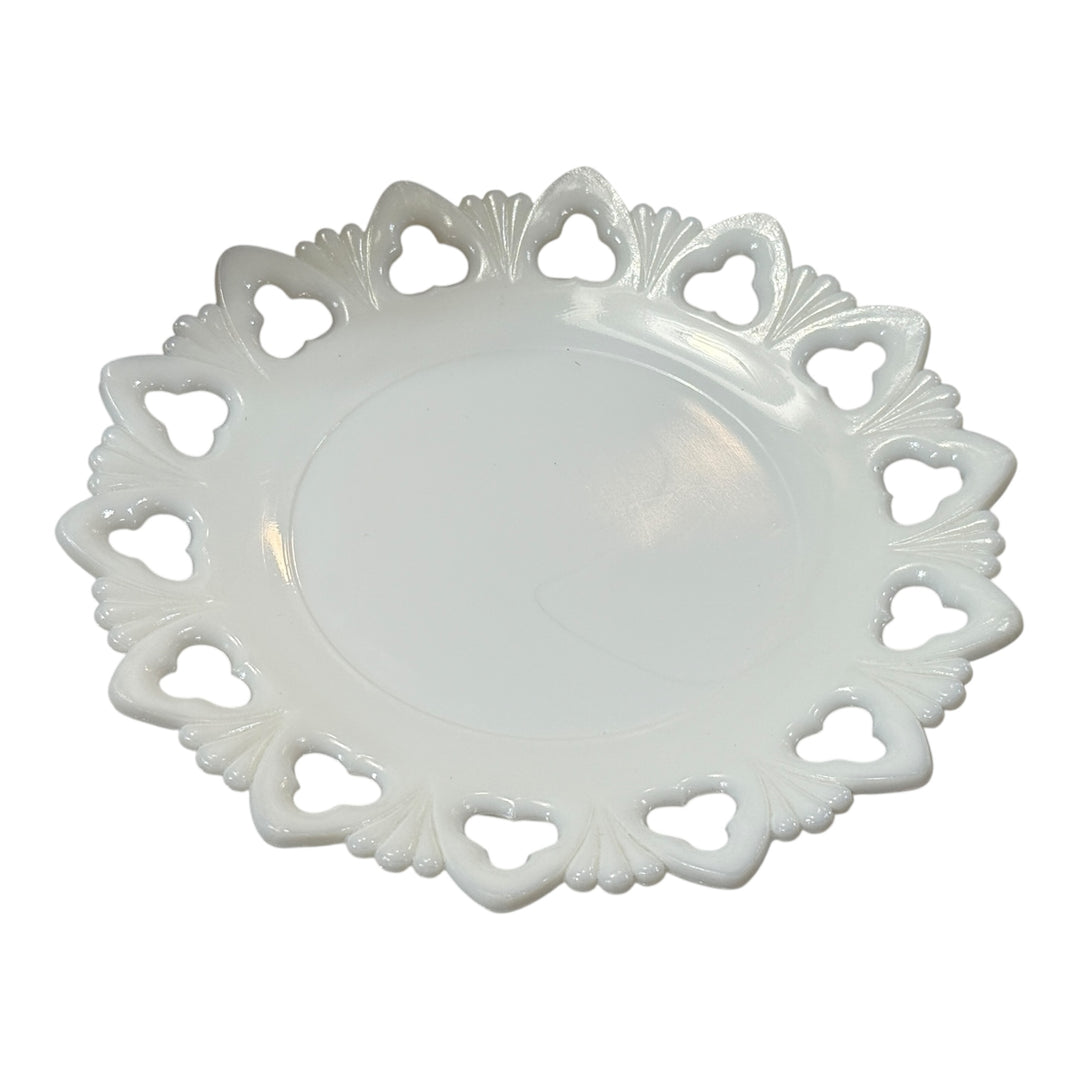 Vintage Kemple Glass 1960's Milk Glass Shell and Club Plate