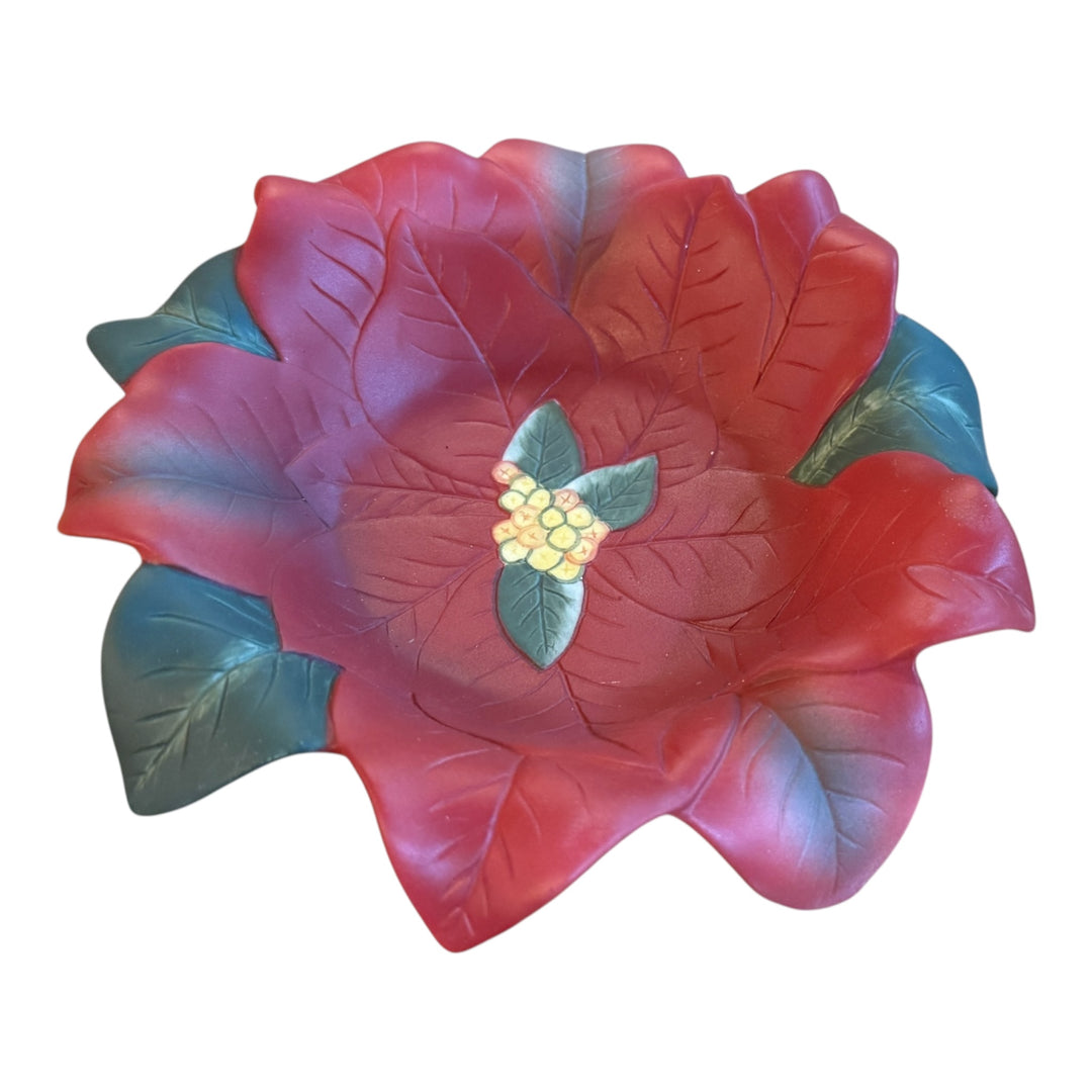 Partylite Poinsettia Candle Holder  Bisque