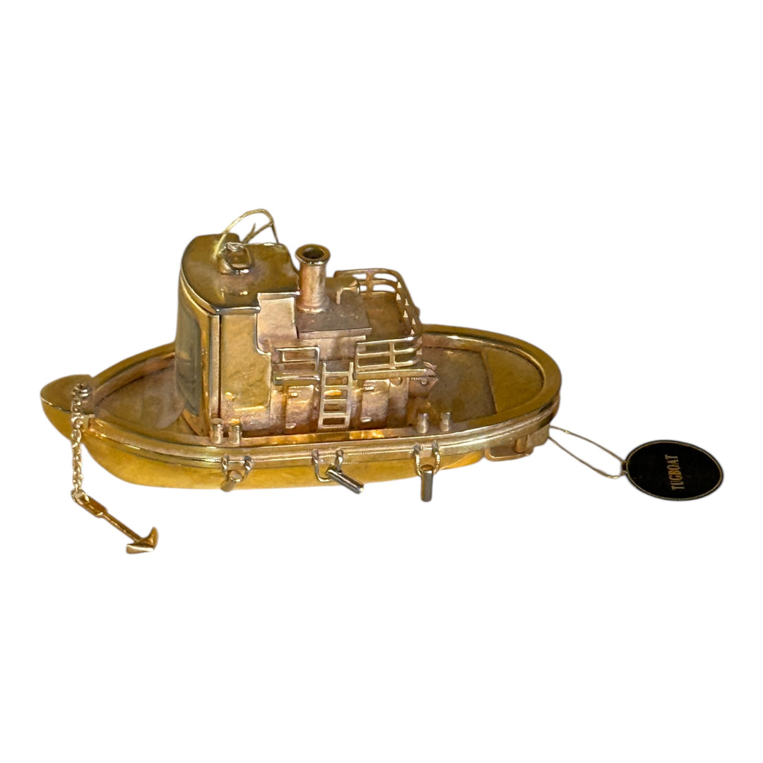 BULOVA Tug Boat Mini Clock Metal Gold Tone Vintage