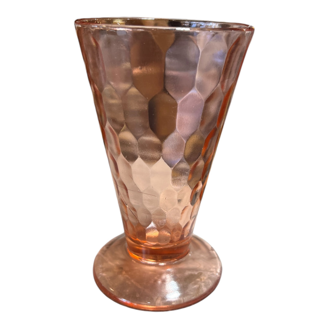 Vintage Deco Jeannette Glass Pink Hex Footed Tumbler