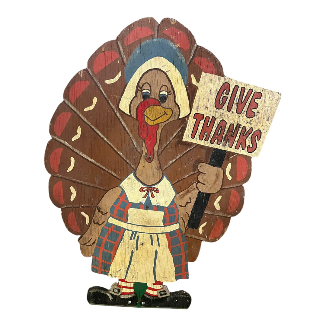 Fall / Halloween Wooden Lawn Decor - Give Thanks Turkey