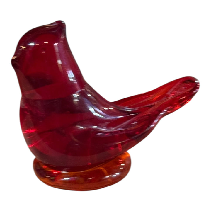 Ruby Red Cardinal of Love Titan Art Glass Bird Signed W. Ward Paperweight