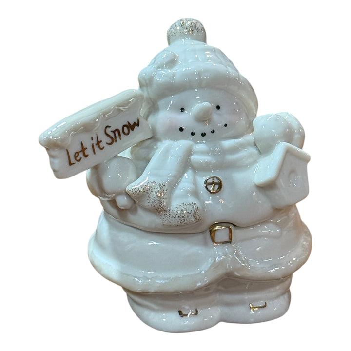 Lenox Covered Trinket Box Snowman Christmas Holiday