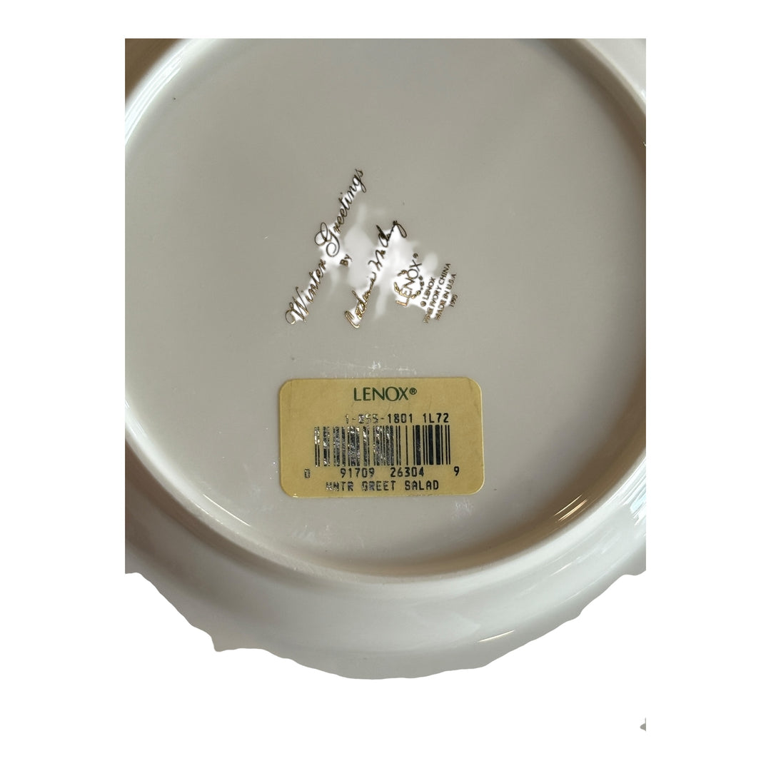 Lenox Winter Greetings Salad Plate Cardinal Holly Ribbons