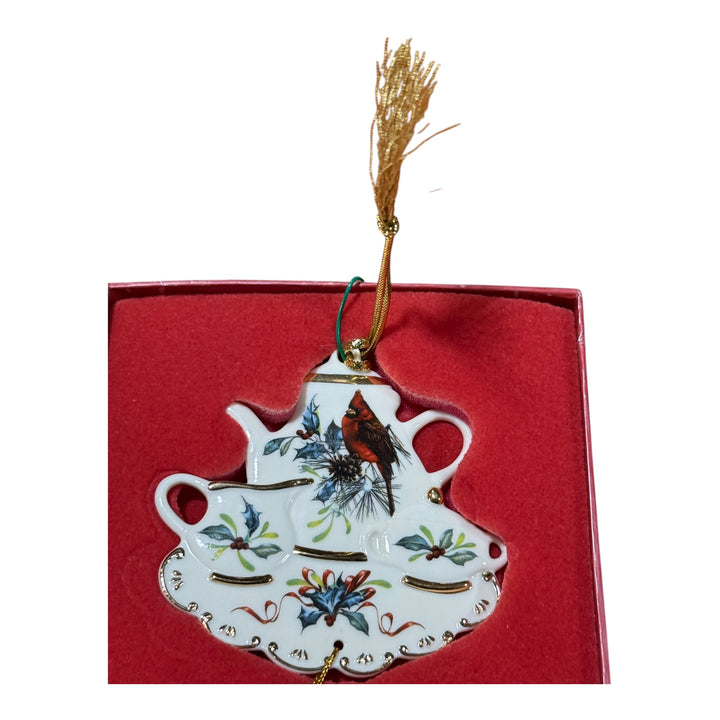 Lenox Winter Greetings Cardinal Teaset Ornament