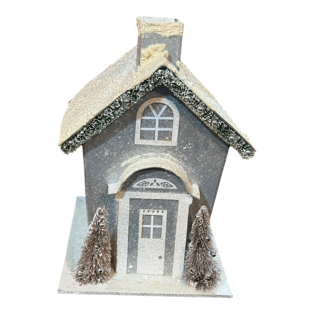Christmas Paper House Ornament - Gray