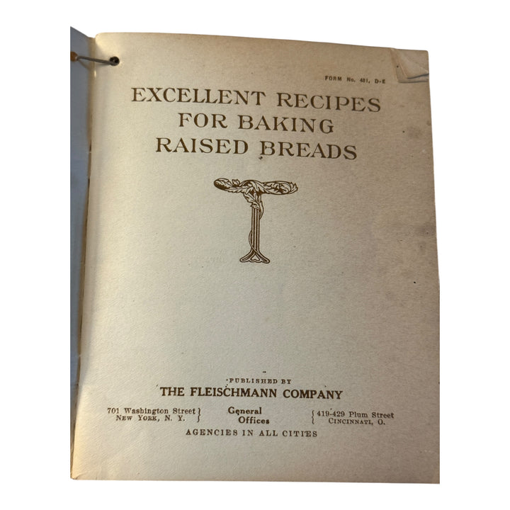 Recipes for Baking Antique Cookbook, Fleischmann's Yeast 1910 Good Cond. OH