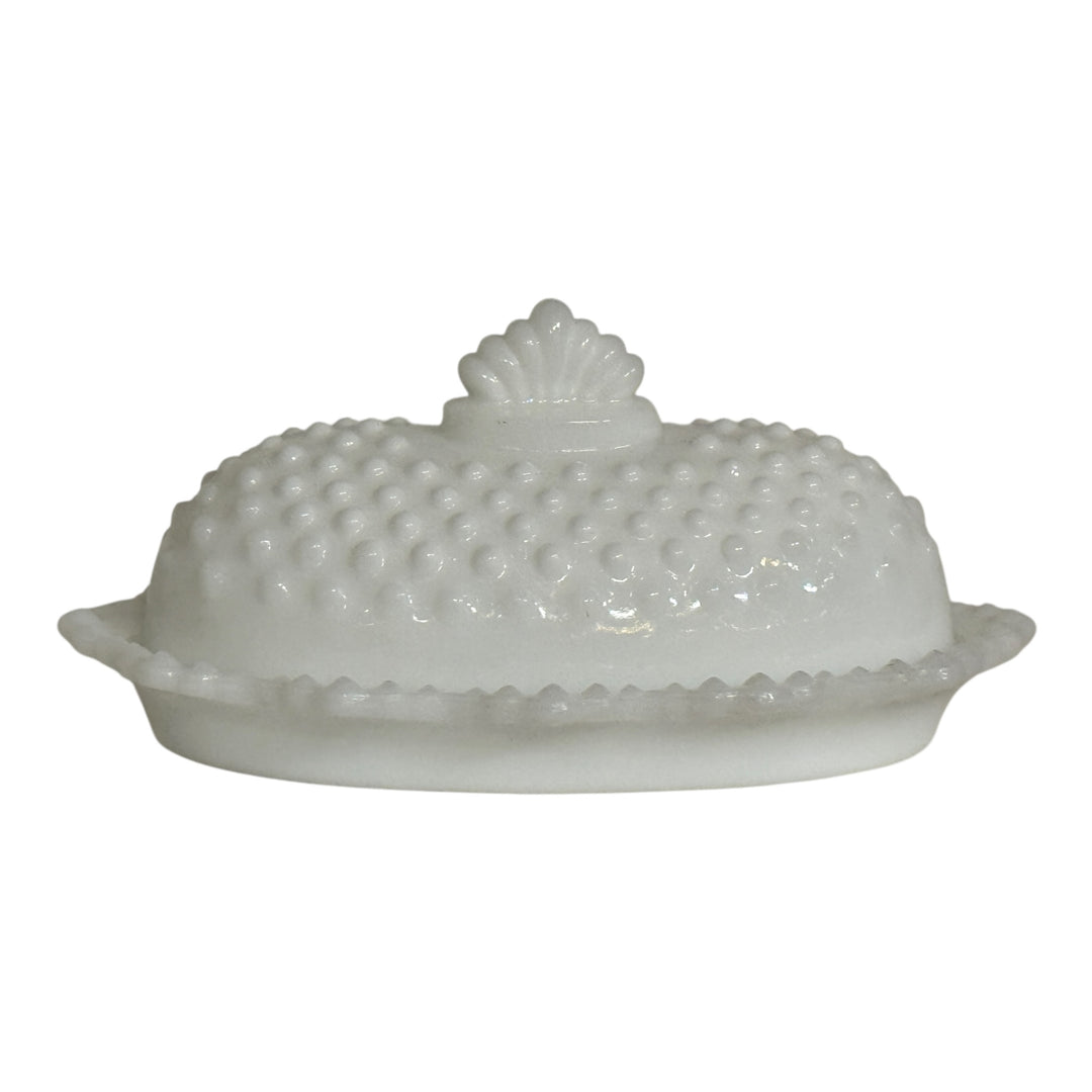 Vintage L.E Smith Hobnail Milkglass Butter Dish