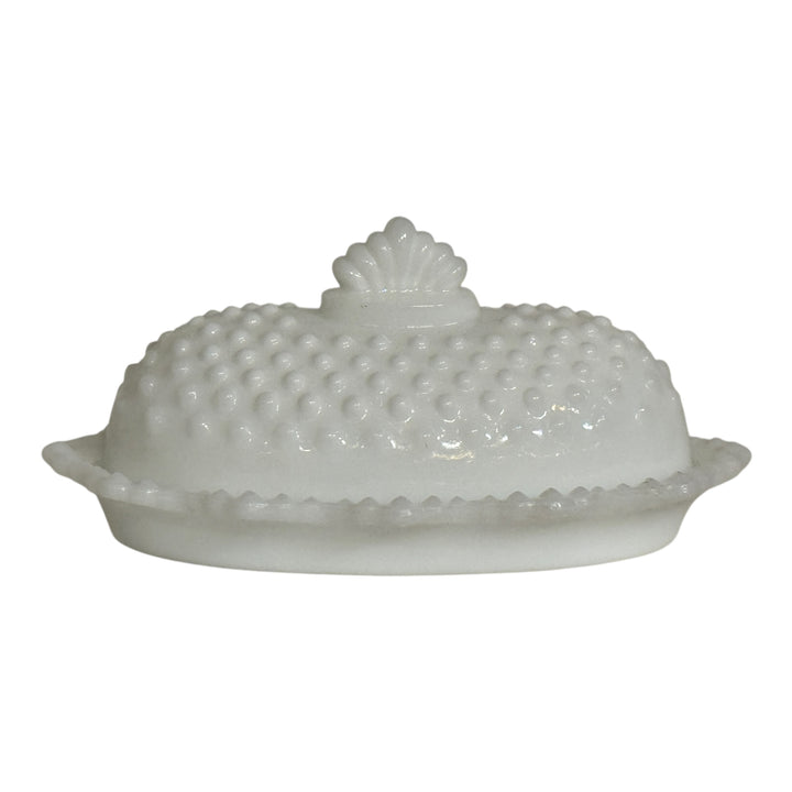 Vintage L.E Smith Hobnail Milkglass Butter Dish