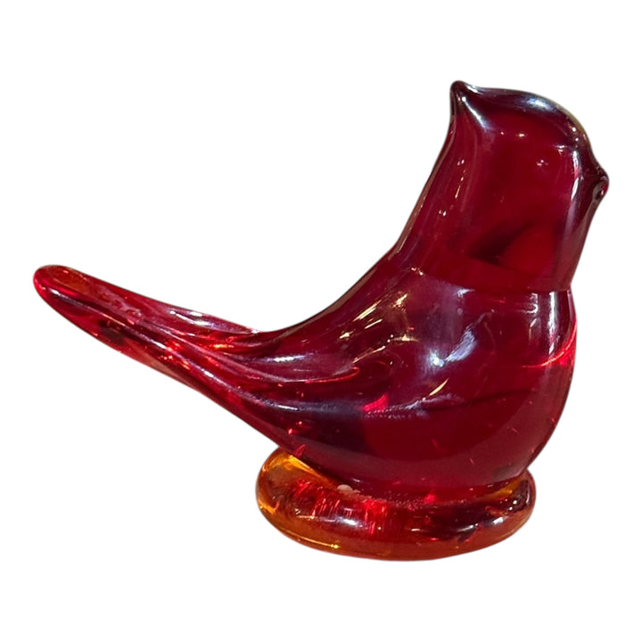 Ruby Red Cardinal of Love Titan Art Glass Bird Signed W. Ward Paperweight