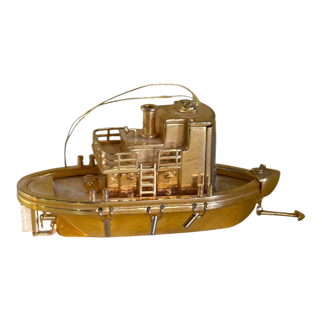 BULOVA Tug Boat Mini Clock Metal Gold Tone Vintage