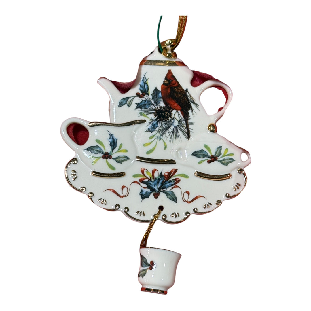 Lenox Winter Greetings Cardinal Teaset Ornament