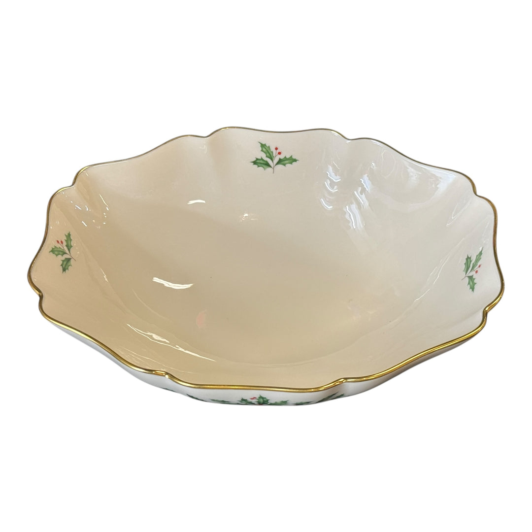 Lenox Holiday Dimension Scalloped Oval Bowl