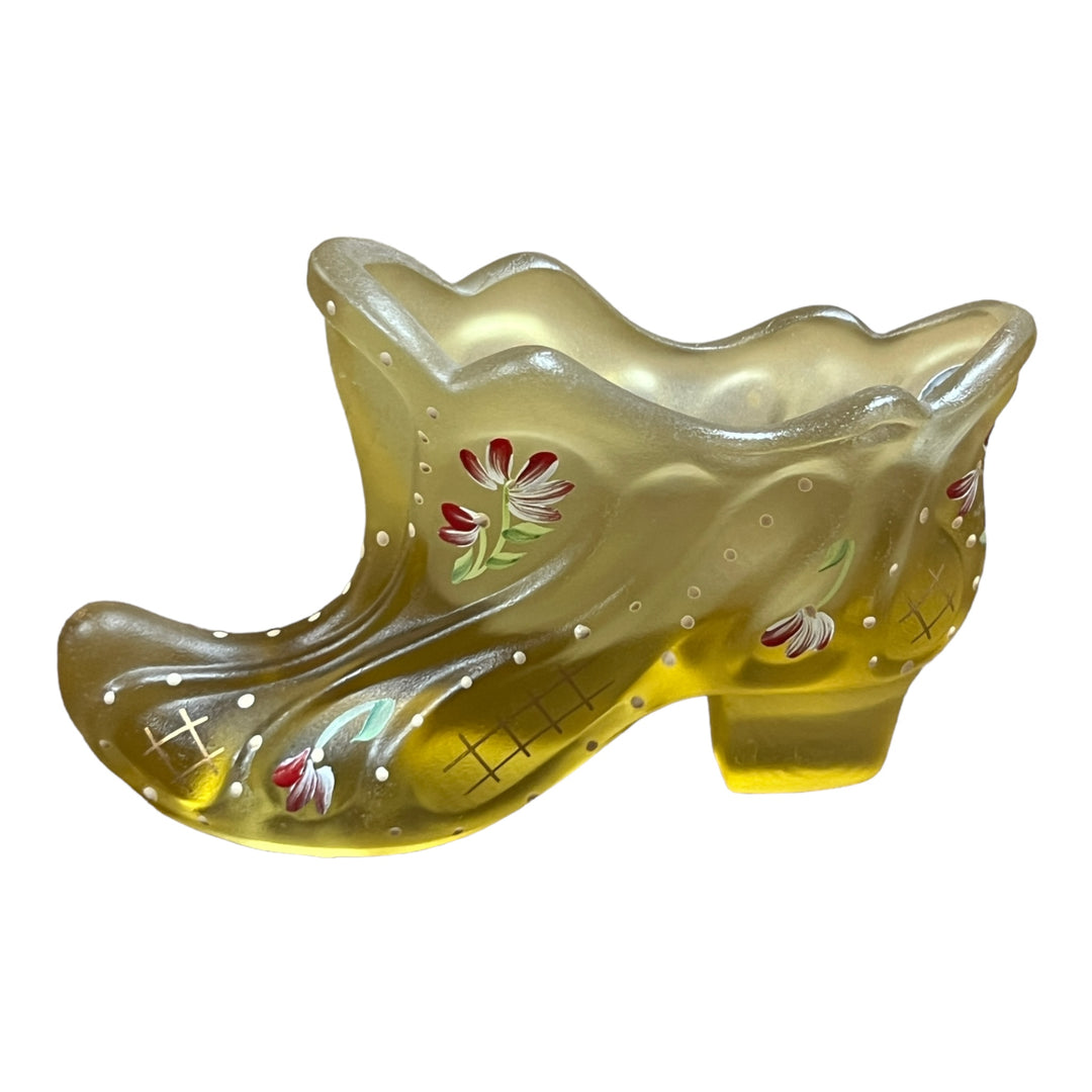 Fenton Shoe / Slipper - Yellow Satin Floral Shoe