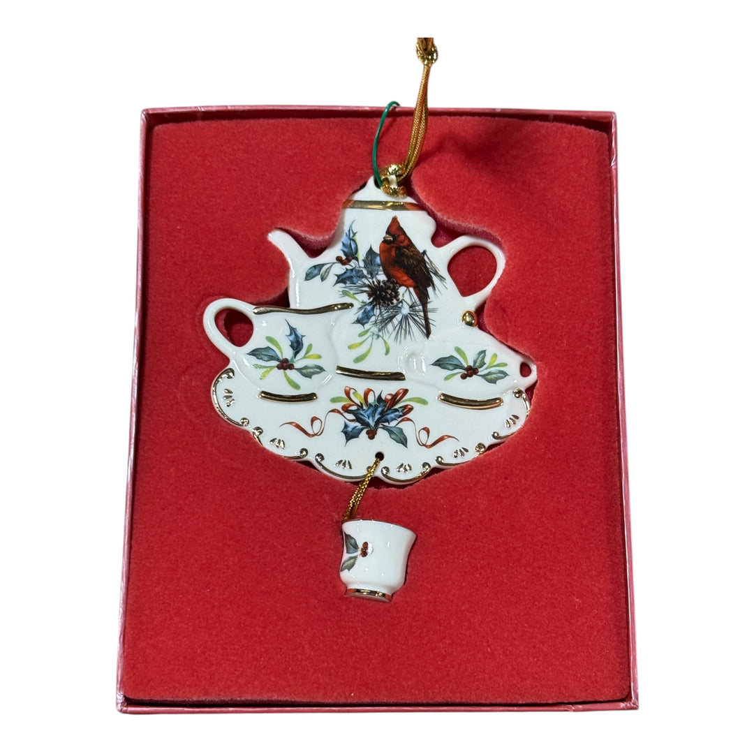 Lenox Winter Greetings Cardinal Teaset Ornament
