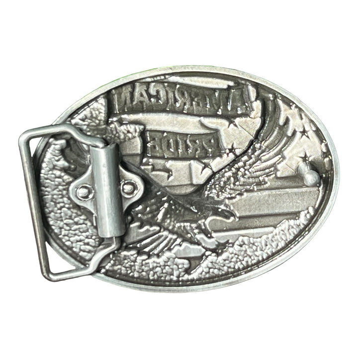 American Pride Silver Tone Belt Buckle