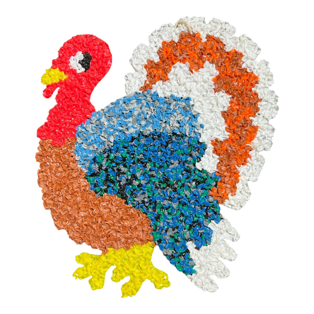 Thanksgiving Turkey Shaped Melted Plastic Popcorn Decor 20"