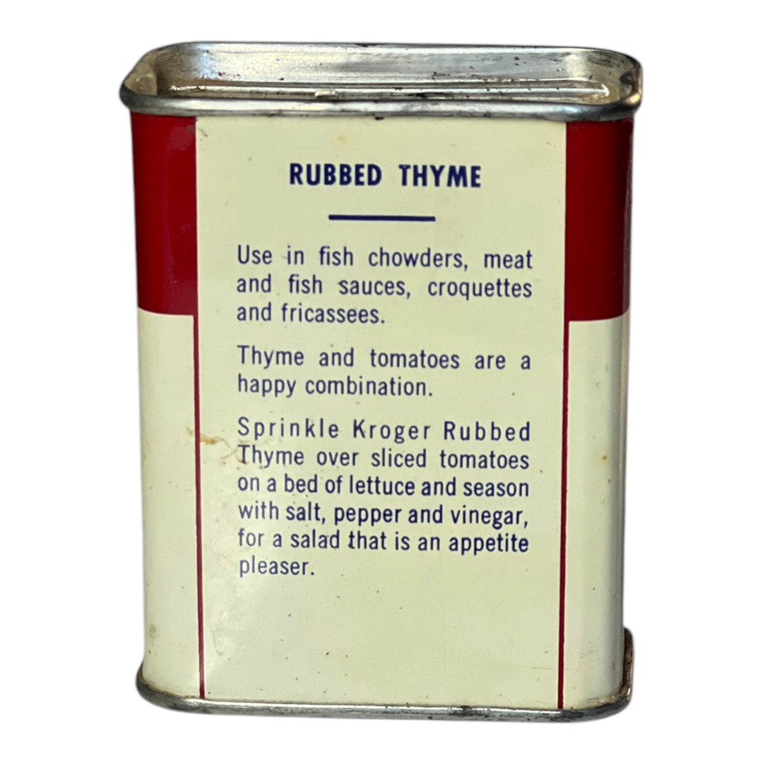 Vintage Kroger Rubbed Thyme Tin