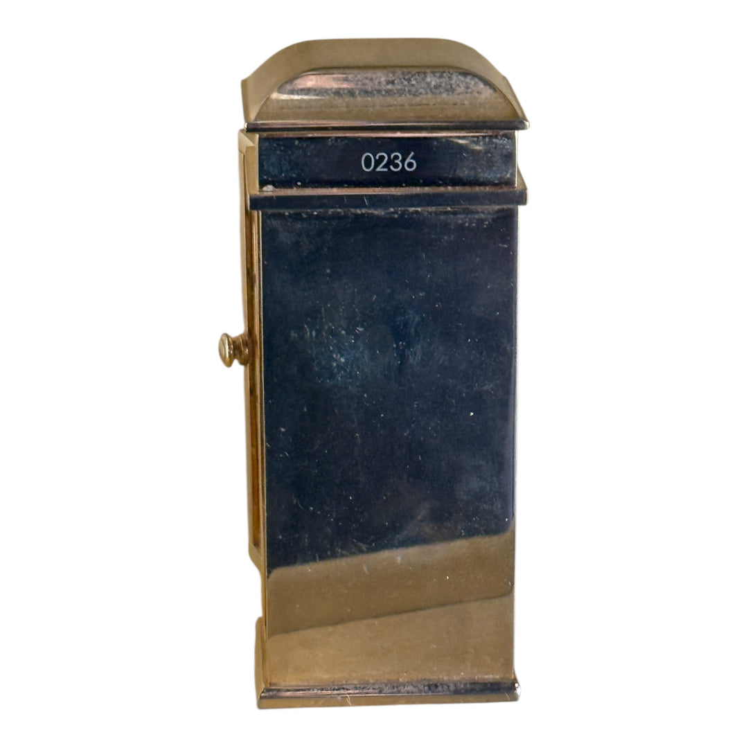 BULOVA Telephone Booth Mini Clock Metal Gold Tone Vintage