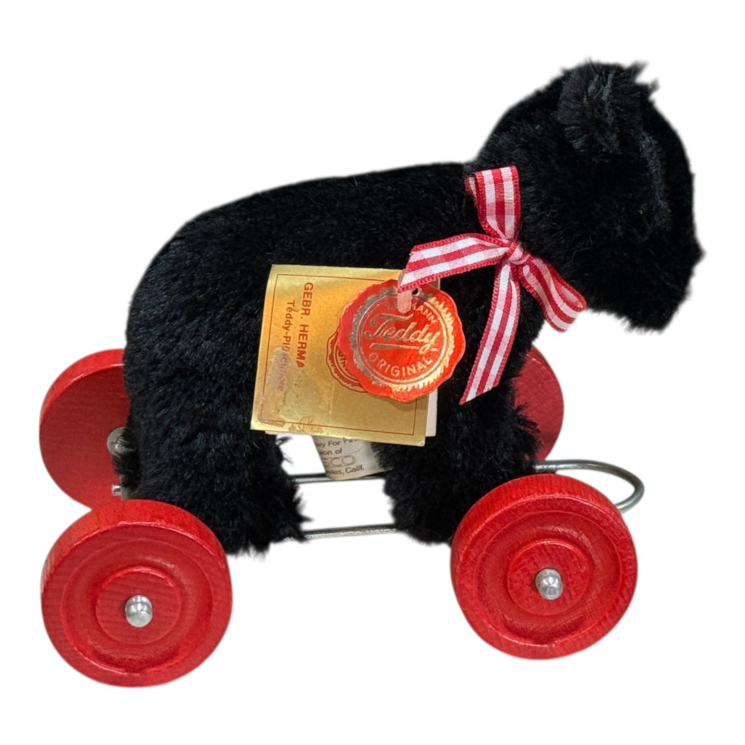Hermann Original Red Wheel Pull Teddy Bear Exclusively Made For P & E Rubin