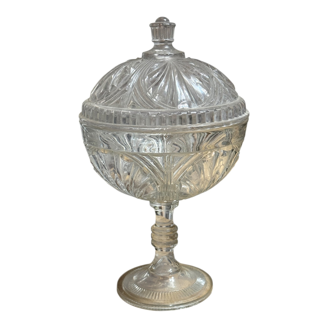 Vintage Large Crystal Pedestal Candy Dish