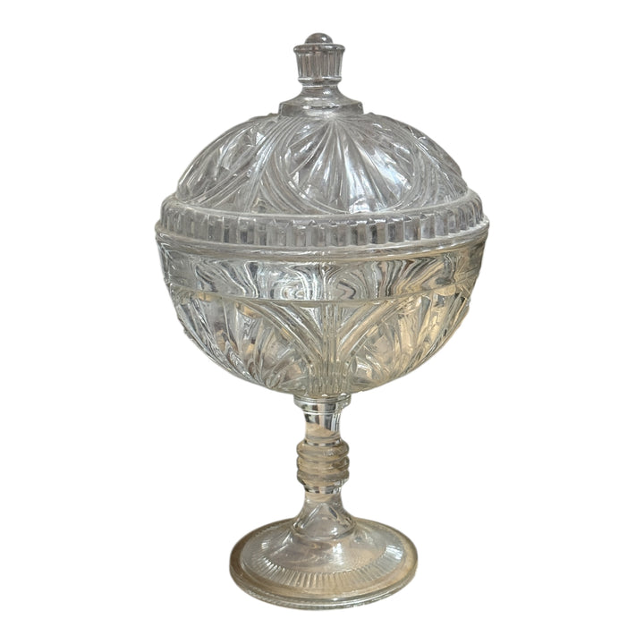 Vintage Large Crystal Pedestal Candy Dish