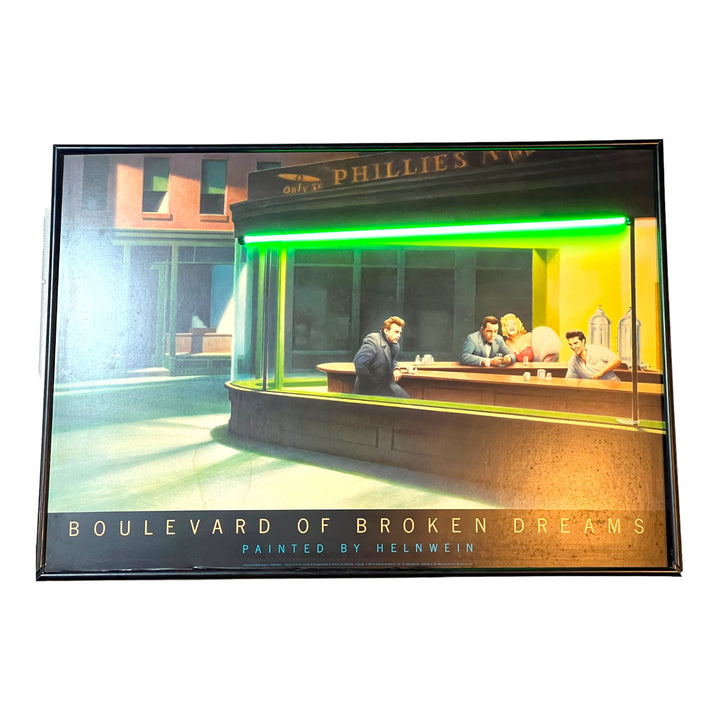 “Boulevard of Broken Dreams” Neon Light Custom Framed Vintage Helnwein Print