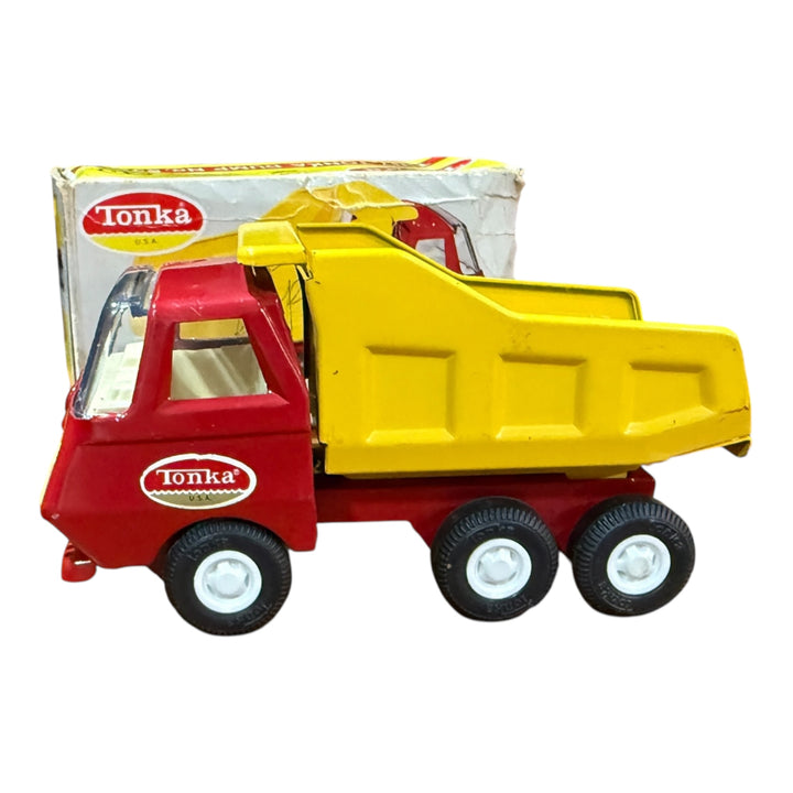 Vintage Diecast Tonka Mini Red And Yellow Dump Truck #535