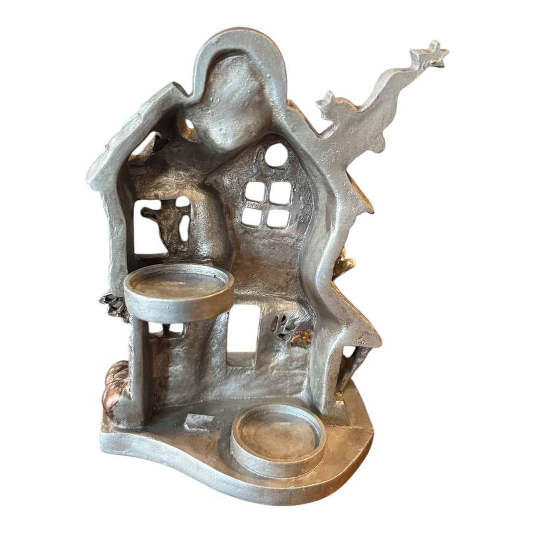 Resin Haunted House Candle Holder