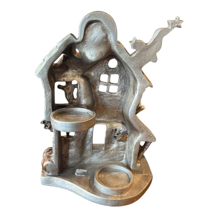 Resin Haunted House Candle Holder