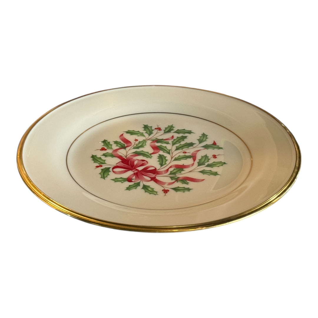 Lenox Dimension Collection 8" Holiday Gold Red Ribbon Salad Plate