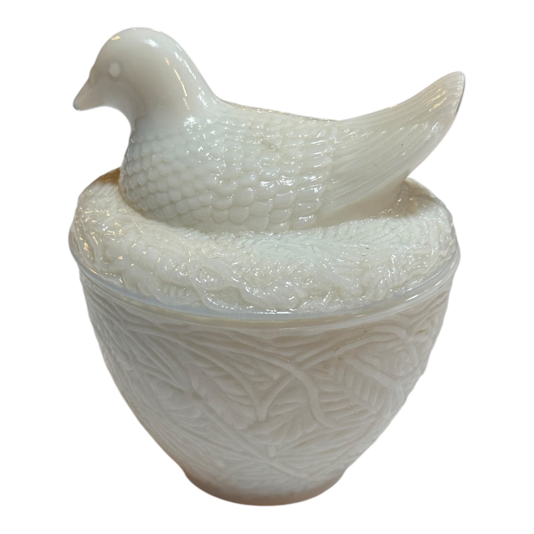 Vintage Avon Bird on Nest White Milk Glass Dish