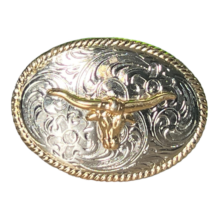 Oval Longhorn Rope Edge Buckle