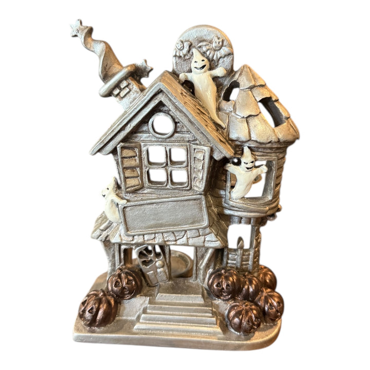 Resin Haunted House Candle Holder